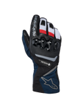 Alpinestars WT-8 GORE-TEX Insulated Gloves, luvas de motociclismo de inverno, preto e azul escuro com detalhes em vermelho e branco, com proteção rígida de nós dos dedos em TPU, marca GORE-TEX e design de punho longo