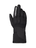 Alpinestars WT-1 Drystar Insulated Gloves, Motorcycle Gloves, Black, textile construction with integrated knuckle protection, white Alpinestars branding on the index finger, long gauntlet cuff, waterproof and thermal riding gear for road and adventure use