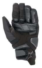 Luvas Alpinestars SMX-1 Drystar®, luvas de motociclismo, pretas, vista da palma com construção em camurça sintética, reforços em pele, zonas de impacto acolchoadas e fecho de punho ajustável com logótipo
