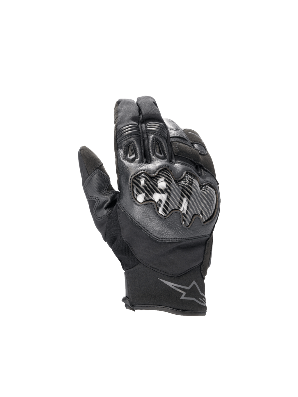Alpinestars SMX-1 Drystar®, luvas de moto para homem, pretas, impermeáveis, proteção de nós de dedos em carbono, punho curto.