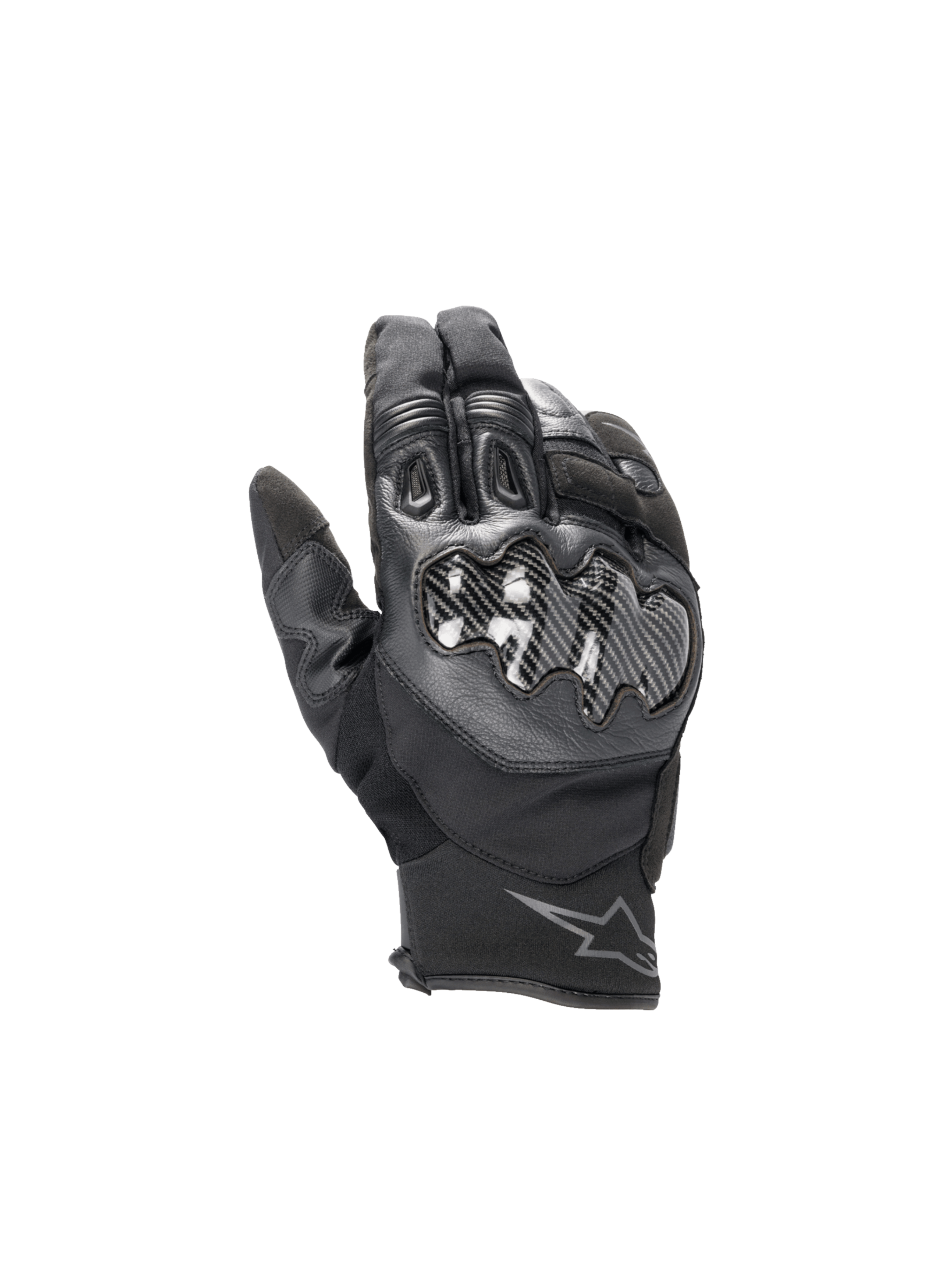 Alpinestars SMX-1 Drystar®, luvas de moto para homem, pretas, impermeáveis, proteção de nós de dedos em carbono, punho curto.