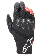 Luvas Alpinestars Hyde XT Drystar® XF, luvas de motociclismo Adventure Touring, pretas e vermelho vivo, com proteção de nós dos dedos viscoelástica estendida, construção em têxtil e couro impermeável, e logótipo Alpinestars branco no punho
