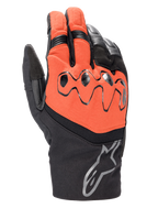 Luvas Alpinestars Hyde XT Drystar® XF, luvas de motociclismo para touring, vermelho fogo e preto, com proteção viscoelástica nos nós dos dedos, logótipo Alpinestars no punho e construção impermeável em tecido e pele.