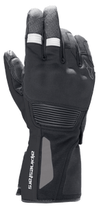 Alpinestars Denali Aerogel Drystar® Gloves, luvas de motociclismo para turismo de aventura, pretas com detalhes canelados brancos nos dedos, proteção moldada nos nós dos dedos e logótipo no pulso, construção técnica multimaterial para desempenho em climas frios