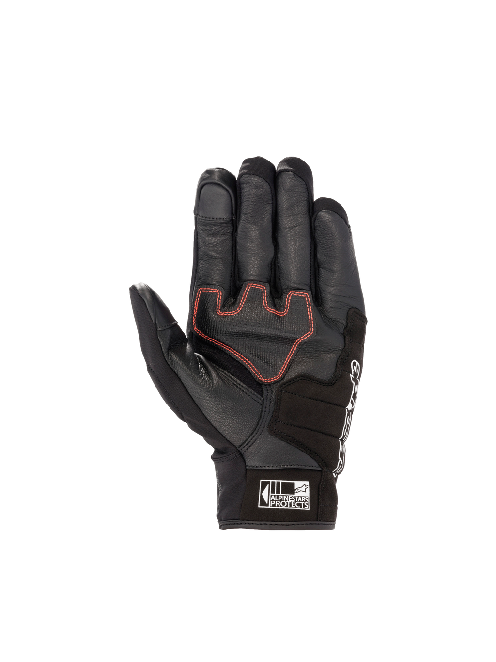 Luvas de moto Honda SMX Z Drystar® para homem, pretas e vermelhas, couro impermeável com palma reforçada e certificação CE.