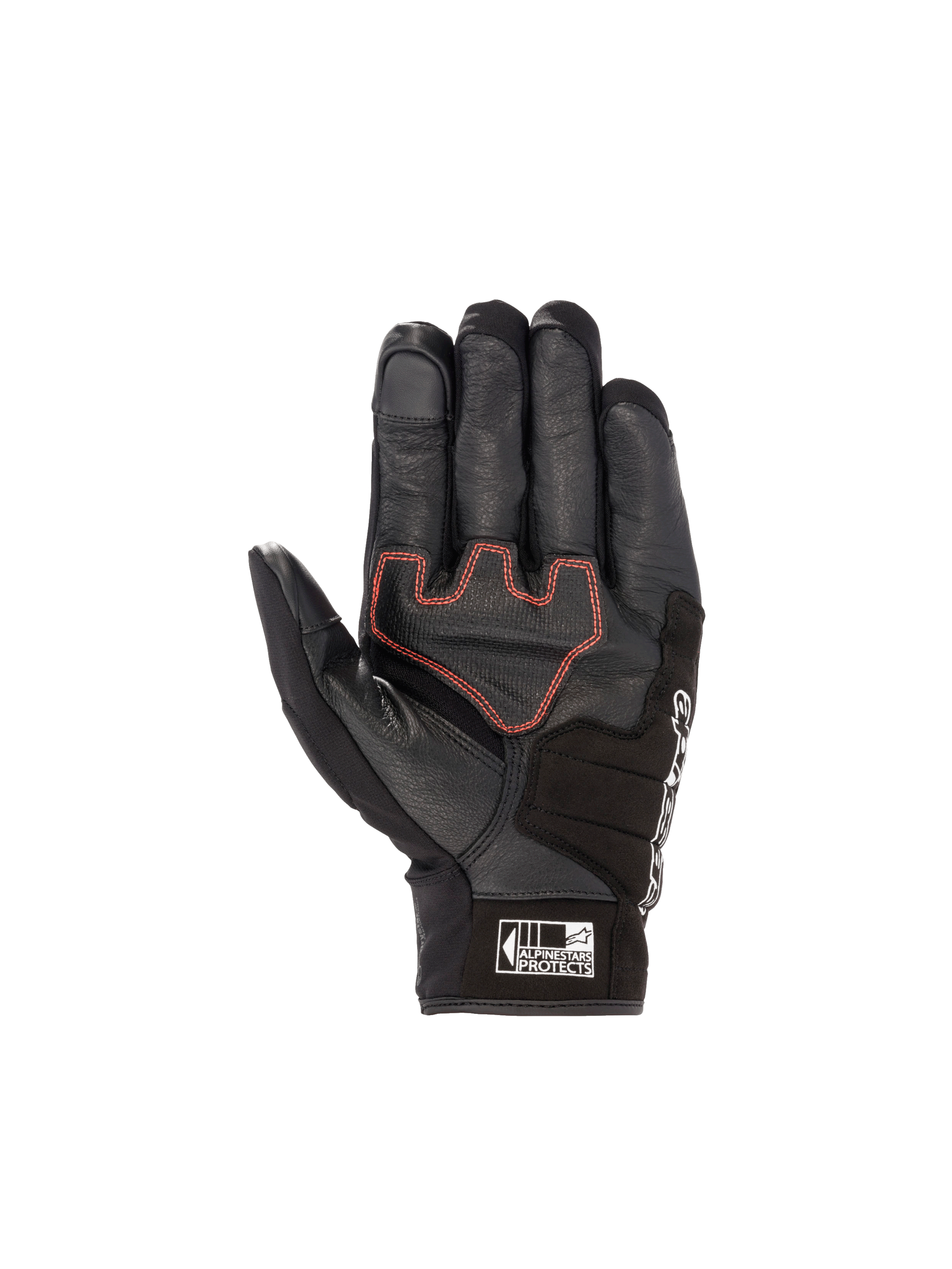Luvas de moto Honda SMX Z Drystar® para homem, pretas e vermelhas, couro impermeável com palma reforçada e certificação CE.