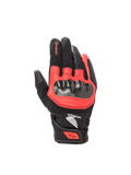 Luvas Alpinestars Honda SMX Z Drystar, luvas de moto impermeáveis, pretas e vermelho vivo, em couro com proteção rígida.