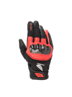 Luvas Alpinestars Honda SMX Z Drystar, luvas de moto impermeáveis, pretas e vermelho vivo, em couro com proteção rígida.