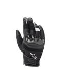 Alpinestars SMX Z Drystar Gloves, waterproof black leather motorcycle gloves with a hard knuckle protector and short cuff.