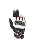 Alpinestars Luvas SMX Z Drystar®, luvas de moto desportivas para homem, pretas, brancas e vermelho fluo, membrana Drystar® impermeável e proteção rígida nas articulações.