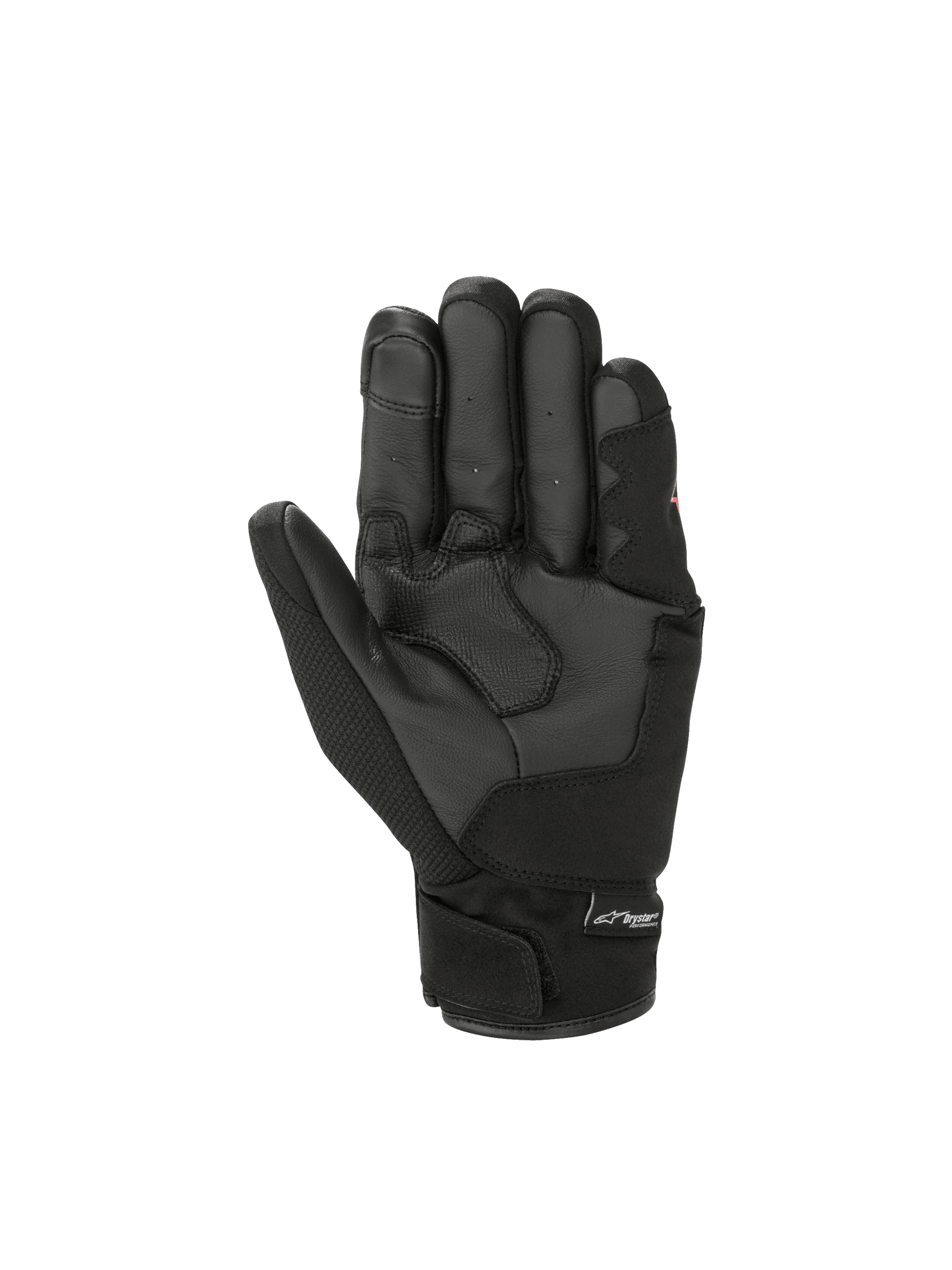 Luvas Alpinestars S-Max Drystar®, luvas de moto para homem, pretas, impermeáveis com palma em couro e punho curto.