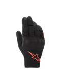 Alpinestars S-Max Drystar, luvas de moto impermeáveis pretas e vermelhas fluorescentes, com proteção de nós dos dedos.