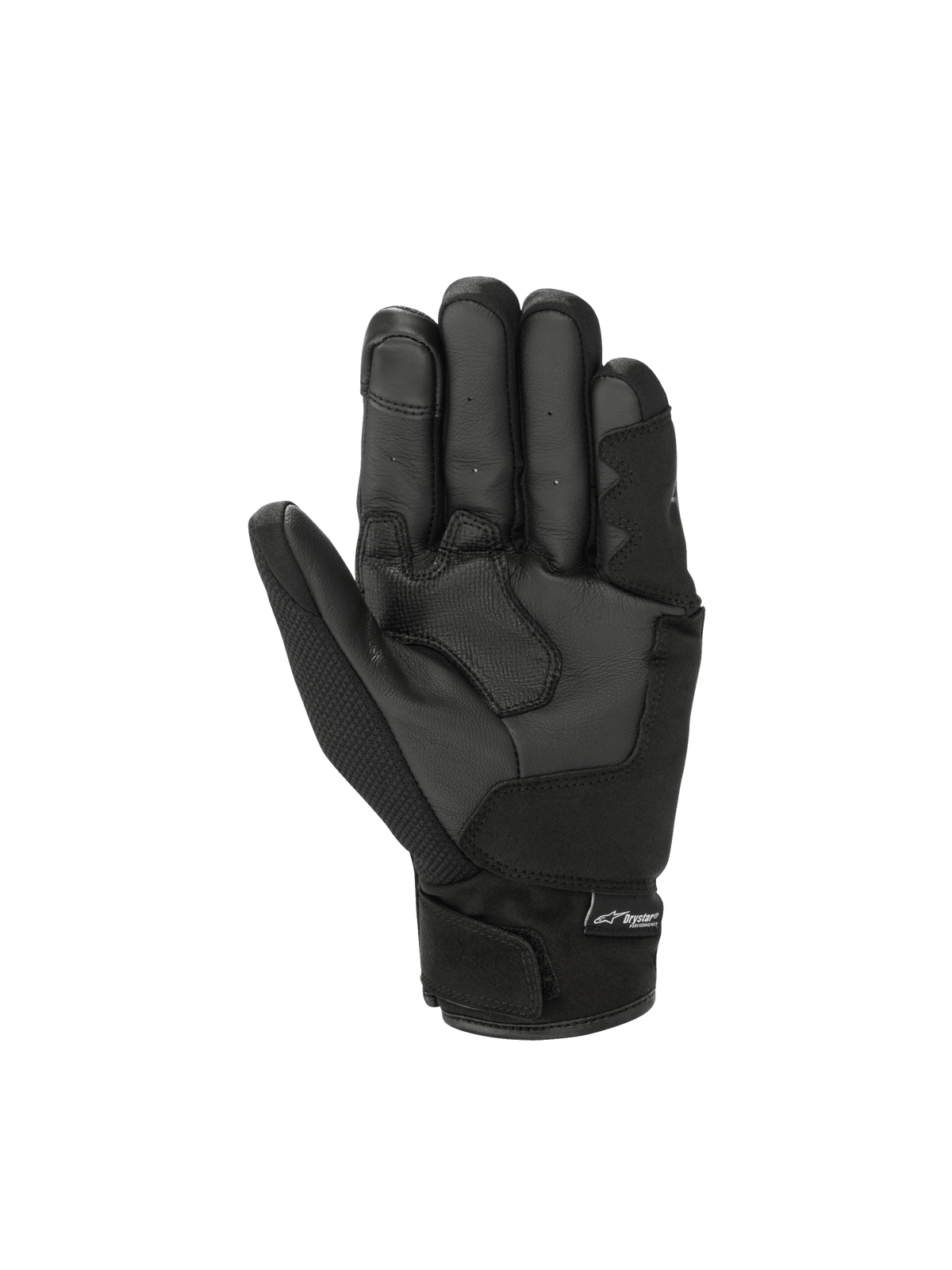 Alpinestars Luvas S-Max Drystar, luvas de moto impermeáveis, pretas e cinza antracite, palma em couro e malha elástica.