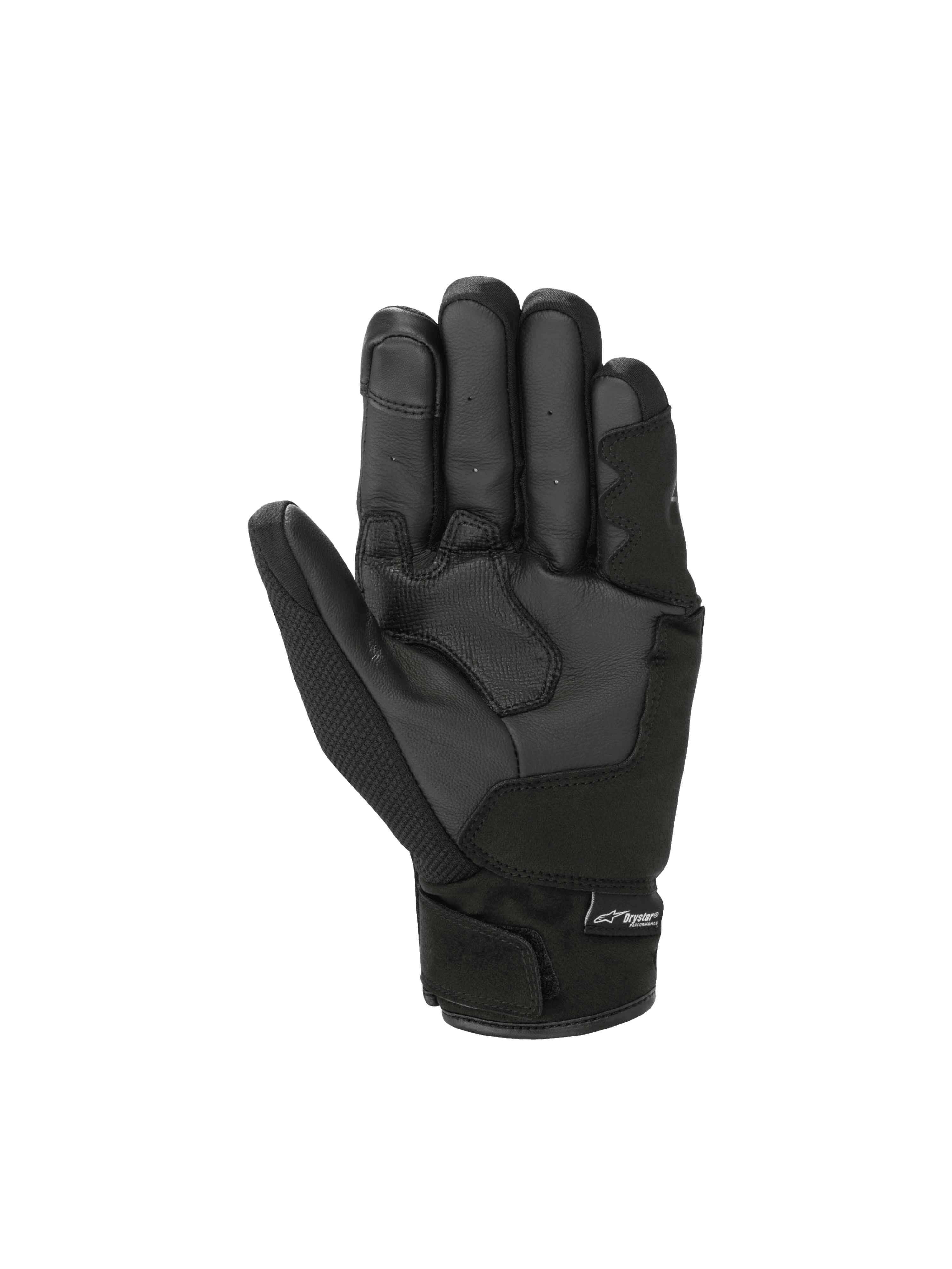 Alpinestars Luvas S-Max Drystar, luvas de moto impermeáveis, pretas e cinza antracite, palma em couro e malha elástica.