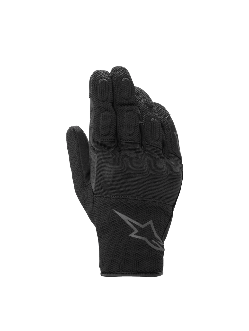 Luvas Alpinestars S-Max Drystar curtas para homem, pretas e cinzentas, impermeáveis, com proteção nos nós dos dedos.