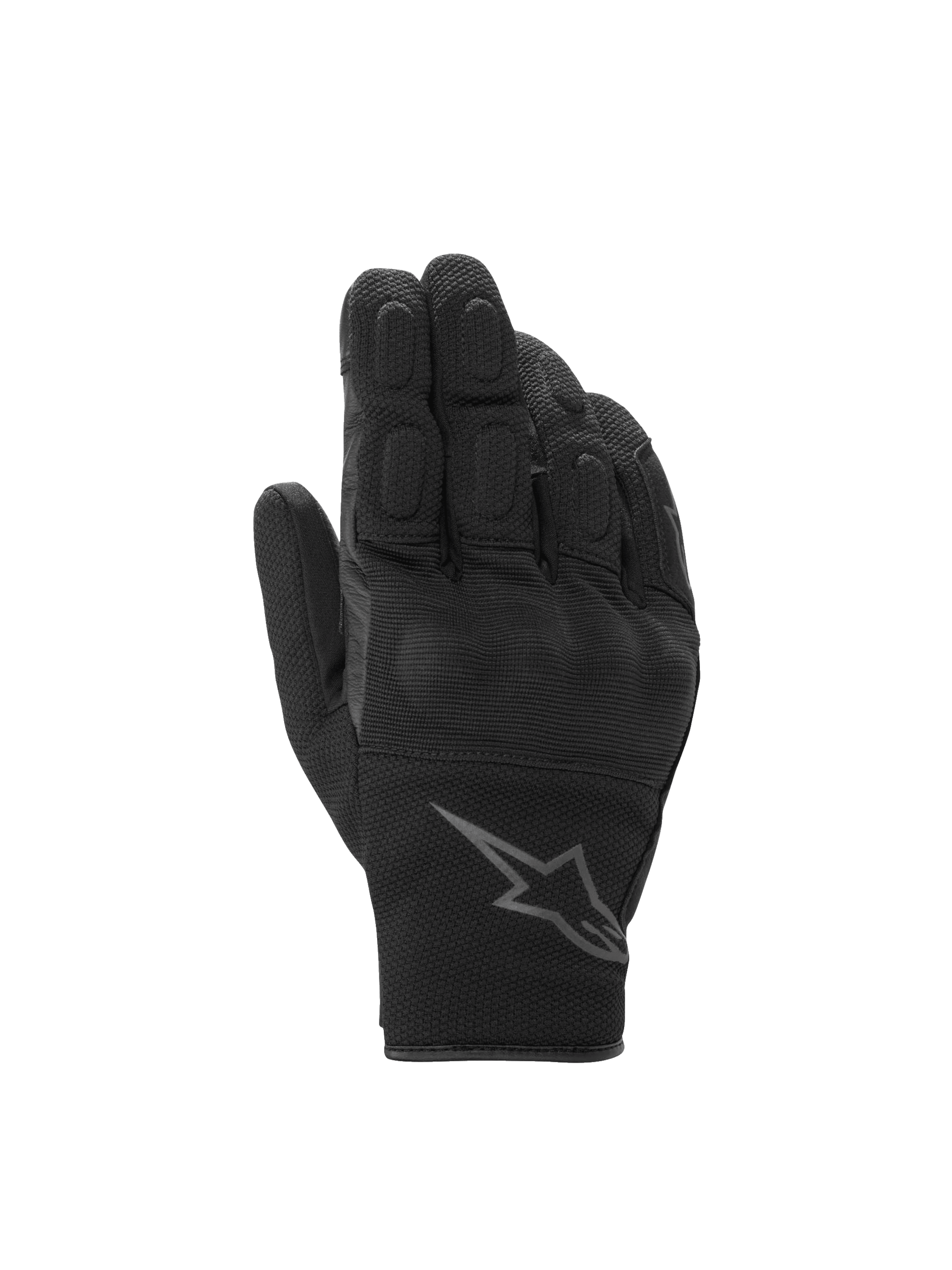 Luvas Alpinestars S-Max Drystar curtas para homem, pretas e cinzentas, impermeáveis, com proteção nos nós dos dedos.