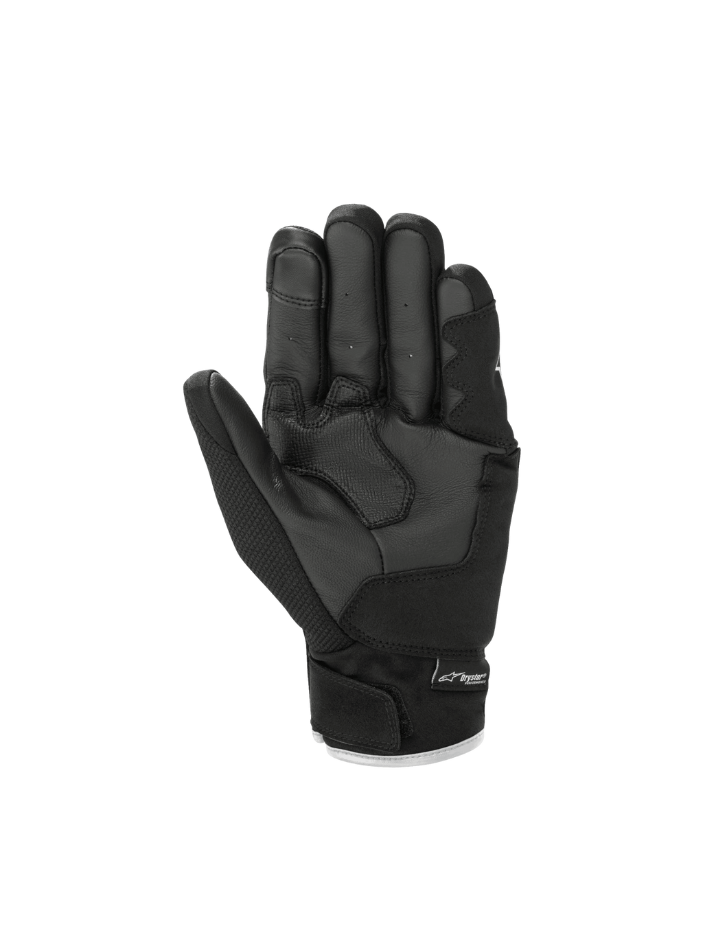 Alpinestars luvas S-Max Drystar, luvas de moto desportivas para homem, pretas, palma em couro com reforços, tecnologia Drystar impermeável, certificadas CE.