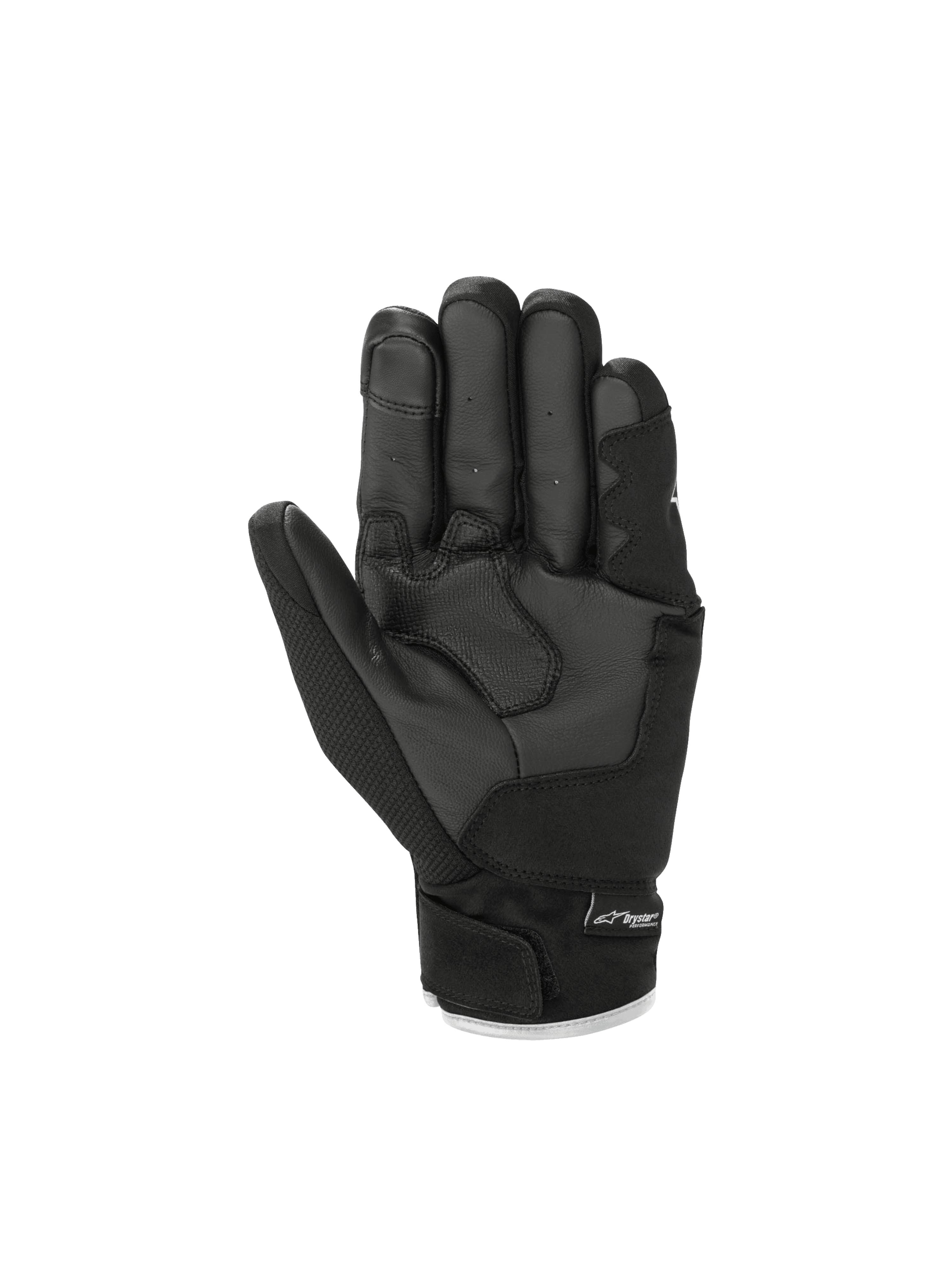 Alpinestars luvas S-Max Drystar, luvas de moto desportivas para homem, pretas, palma em couro com reforços, tecnologia Drystar impermeável, certificadas CE.