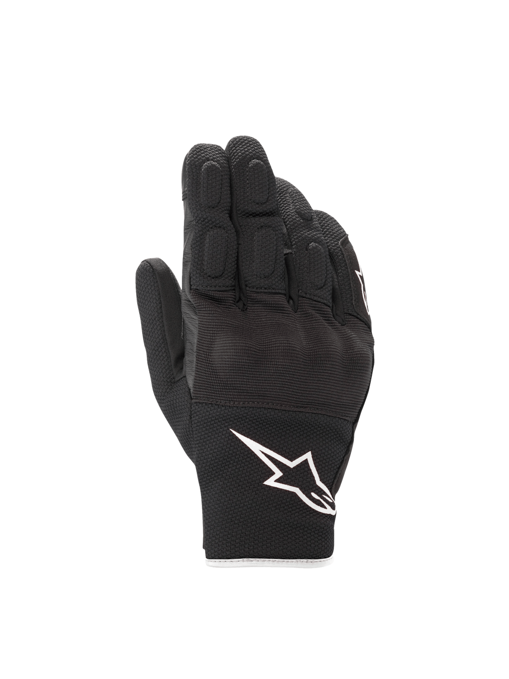 Luvas Alpinestars S-Max Drystar®, luvas de moto curtas e impermeáveis, pretas e brancas, com proteção rígida nos nós dos dedos e construção em couro e malha elástica