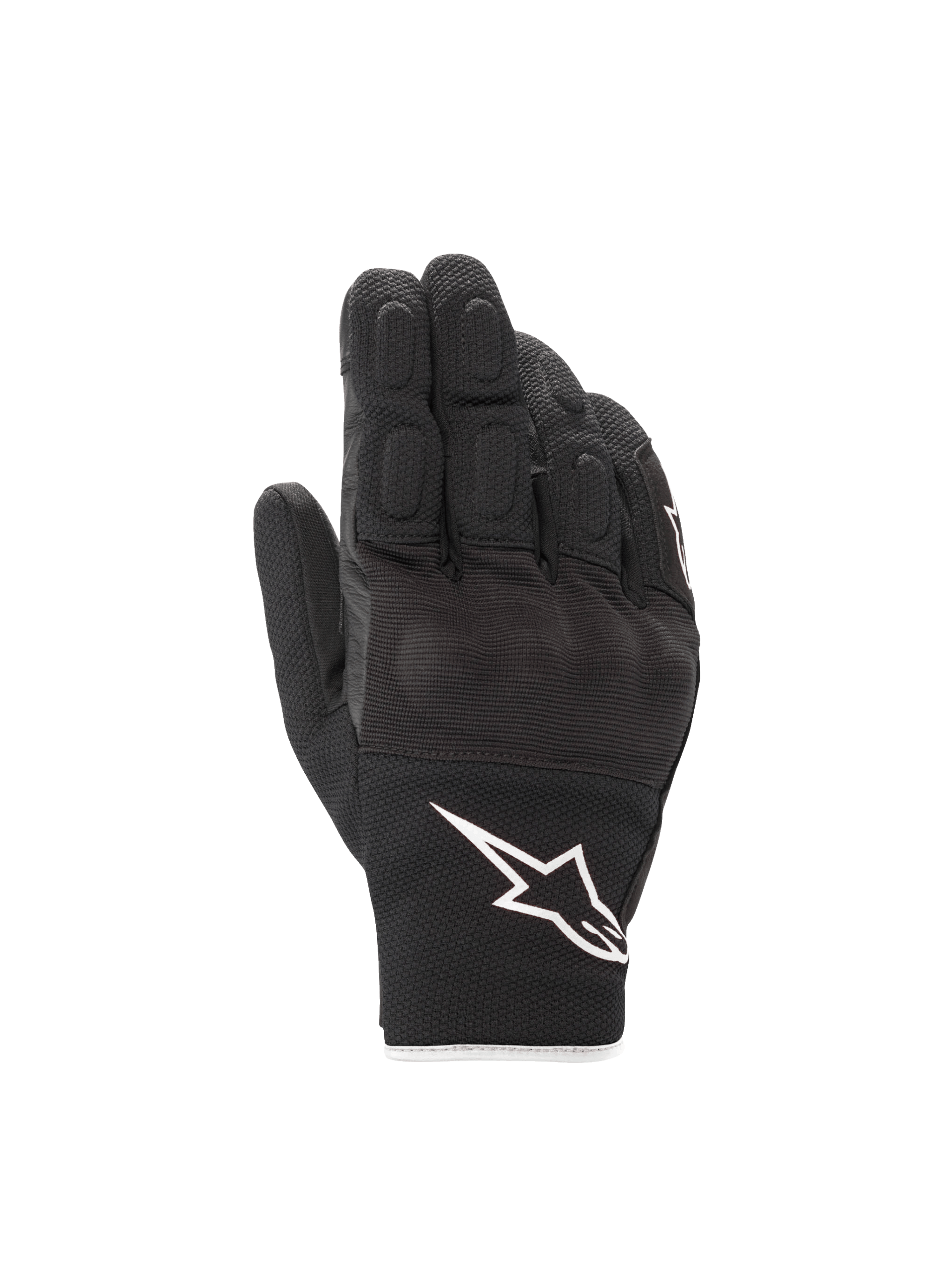 Luvas Alpinestars S-Max Drystar®, luvas de moto curtas e impermeáveis, pretas e brancas, com proteção rígida nos nós dos dedos e construção em couro e malha elástica