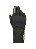 Alpinestars Stella WT-1 Drystar® Insulated Gloves, luvas de motociclismo de inverno para mulher, pretas, marca Alpinestars branca no dedo indicador e logótipo de estrela no punho, construção em tecido impermeável e camurça para deslocações em tempo frio