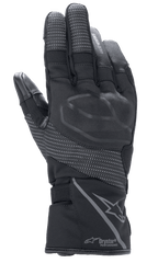 Luvas Alpinestars Stella Andes V3 Drystar para Mulher, Preto Antracite, vista do dorso com proteção integrada nas articulações, painéis ripstop refletores, logótipo Alpinestars e marca Drystar Performance no punho, equipamento de motociclismo adventure touring