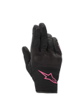 Alpinestars Stella S-Max Drystar, luvas de moto para mulher, pretas e rosa fúcsia, impermeáveis e com proteção.