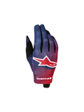 Alpinestars Luvas Radar Jovem 2027 de motocross para jovens, vermelhas e azuis, com dorso sublimado leve.
