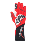 Alpinestars Tech-1 ZX V4 Gloves, Professional Auto Racing Gloves, Red and Black with White Accents, Honeycomb Fabric Construction, Large Branding, Ergonomic Design for Motorsport Performance