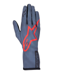 Alpinestars Tech-1 K Race V2 Pure Gloves, luvas de competição para karting, cinzento asfalto e vermelho, com um grande logótipo de estrela vermelha no dorso, construção em malha leve, punho de manopla, design de alta performance para karting