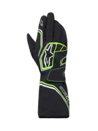 Alpinestars Tempest V3 Waterproof Gloves, luvas de karting impermeáveis, pretas com detalhes em verde fluorescente e prateado, design de punho longo, com logótipo Alpinestars, construção têxtil durável para corridas em tempo húmido