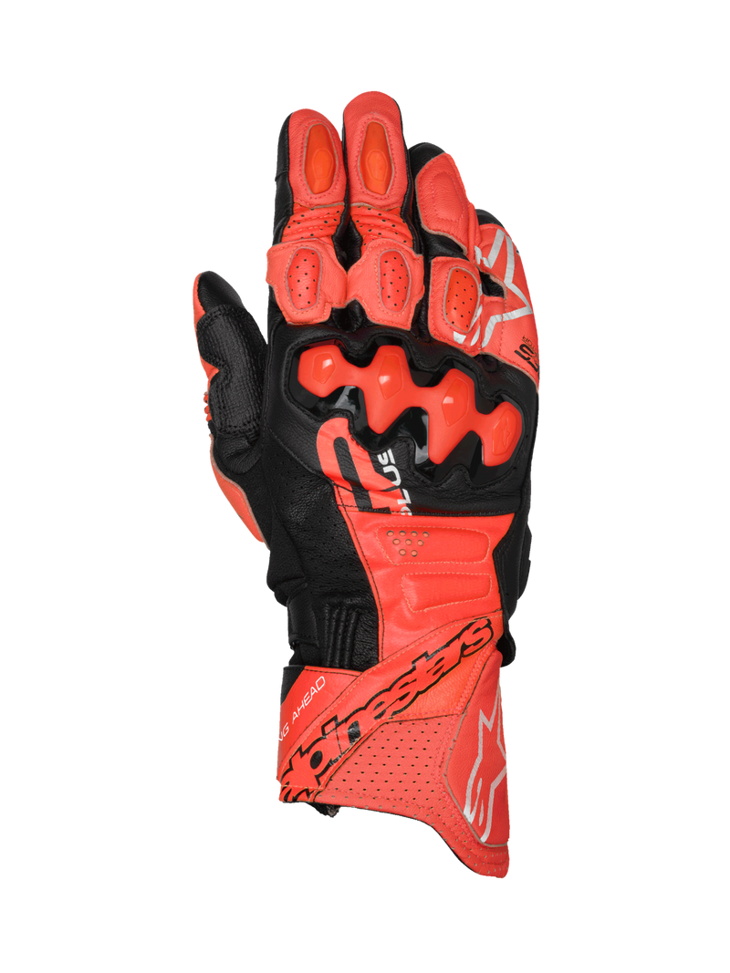 Alpinestars Luvas de couro GP Plus R V3, luvas de corrida, vermelhas e pretas, com proteção TPU, certificadas CE.