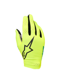 Alpinestars Sim Gloves Graphic 1, SIM Racing Gloves, Safety Yellow and Black with Turquoise accents, featuring large black star logo, perforated lightweight stretch material for ventilation, short cuff design for gaming precision
