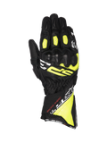 Alpinestars SP-3, luvas de moto de corrida, homem, pretas e amarelo fluo, couro com proteção de nós dos dedos certificada CE