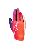 Alpinestars Sim Gloves Graphic 2, luvas de Sim Racing, gradiente de cor-de-laranja, roxo néon e branco, com logótipo de estrela branco, detalhes de ventilação perfurados e tecido elástico leve com pormenores em malha preta