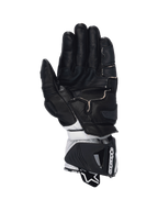 Luvas de moto Alpinestars GP Pro R4 para homem, pretas e brancas, em couro com palma de canguru e proteção DFS.