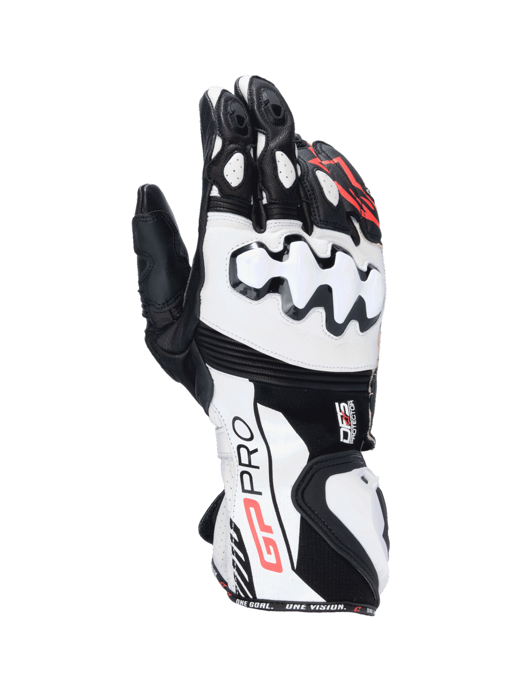 Luvas Alpinestars GP Pro R4, luvas de moto para corrida, pretas e brancas, em couro com proteção DFS nos nós dos dedos