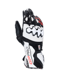 Luvas Alpinestars GP Pro R4, luvas de moto para corrida, pretas e brancas, em couro com proteção DFS nos nós dos dedos