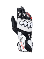 Luvas Alpinestars GP Pro R4, luvas de moto para corrida, pretas e brancas, em couro com proteção DFS nos nós dos dedos