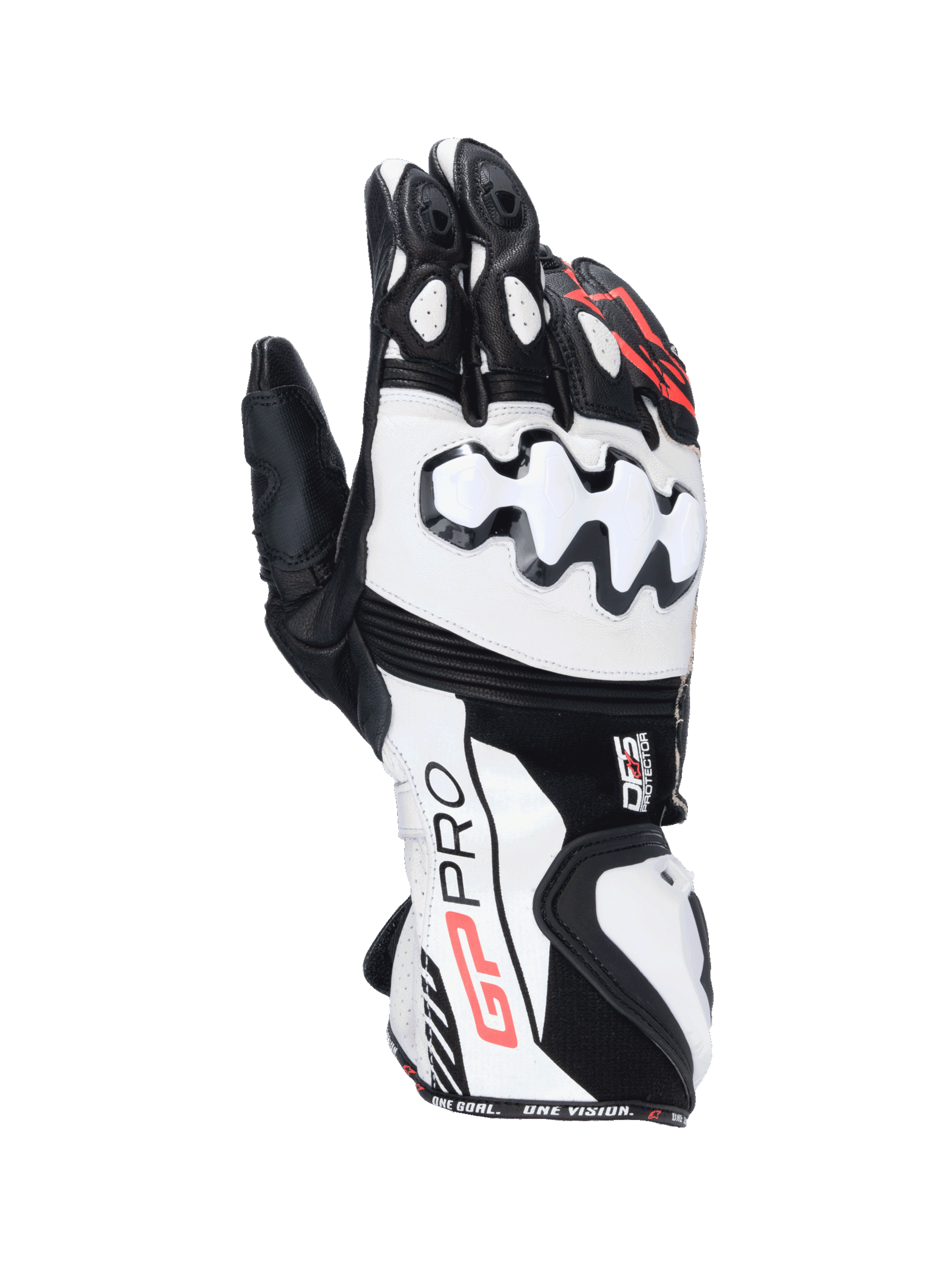 Luvas Alpinestars GP Pro R4, luvas de moto para corrida, pretas e brancas, em couro com proteção DFS nos nós dos dedos