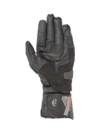 Luvas de moto Alpinestars SP-8 V3 em pele preta, vista da palma com reforços de aderência e fecho de punho com velcro.