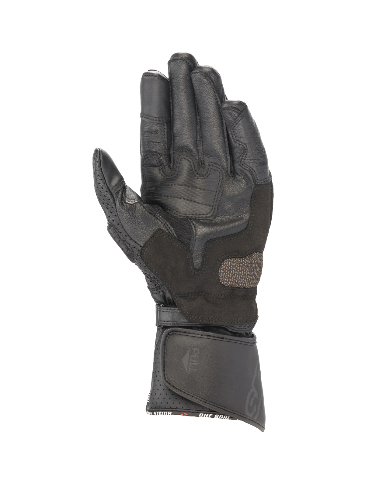 Alpinestars SP-8 V3, luvas de moto Road Racing para homem, pretas, em couro com palma reforçada e punho longo, vista da palma