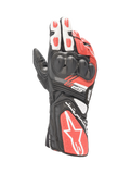 Alpinestars SP-8 V3, luvas de moto para corrida para homem, pretas, brancas e vermelho vivo, em pele de cabra com proteção de nós dos dedos de dupla densidade, certificado CE