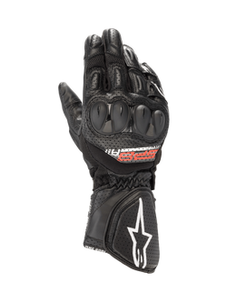 Alpinestars Luvas SP-8 V3 Air, luvas de moto para corrida, para homem, pretas, em pele perfurada e malha, com proteção de articulações de dupla densidade e logótipo Astars branco