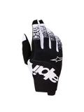 Alpinestars luvas Techstar 2027, luvas de motocross para homem, pretas e brancas em têxtil com gráficos arrojados.
