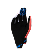 Luvas Techstar 2027 da Alpinestars, luvas de moto para motocross, pretas e rosa, palma em camurça sintética e detalhes em azul.