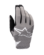 Alpinestars 2025 Radar Pro Gloves, Motocross Gloves, Gray and Black, backhand view featuring breathable 4-way stretch mesh, white star logo with black diagonal stripes, designed for performance and airflow