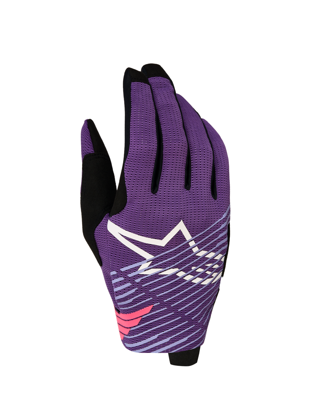Alpinestars Luvas Radar Pro 2027, luvas de motocross para homem, roxas e pretas, malha elástica e logótipo de estrela
