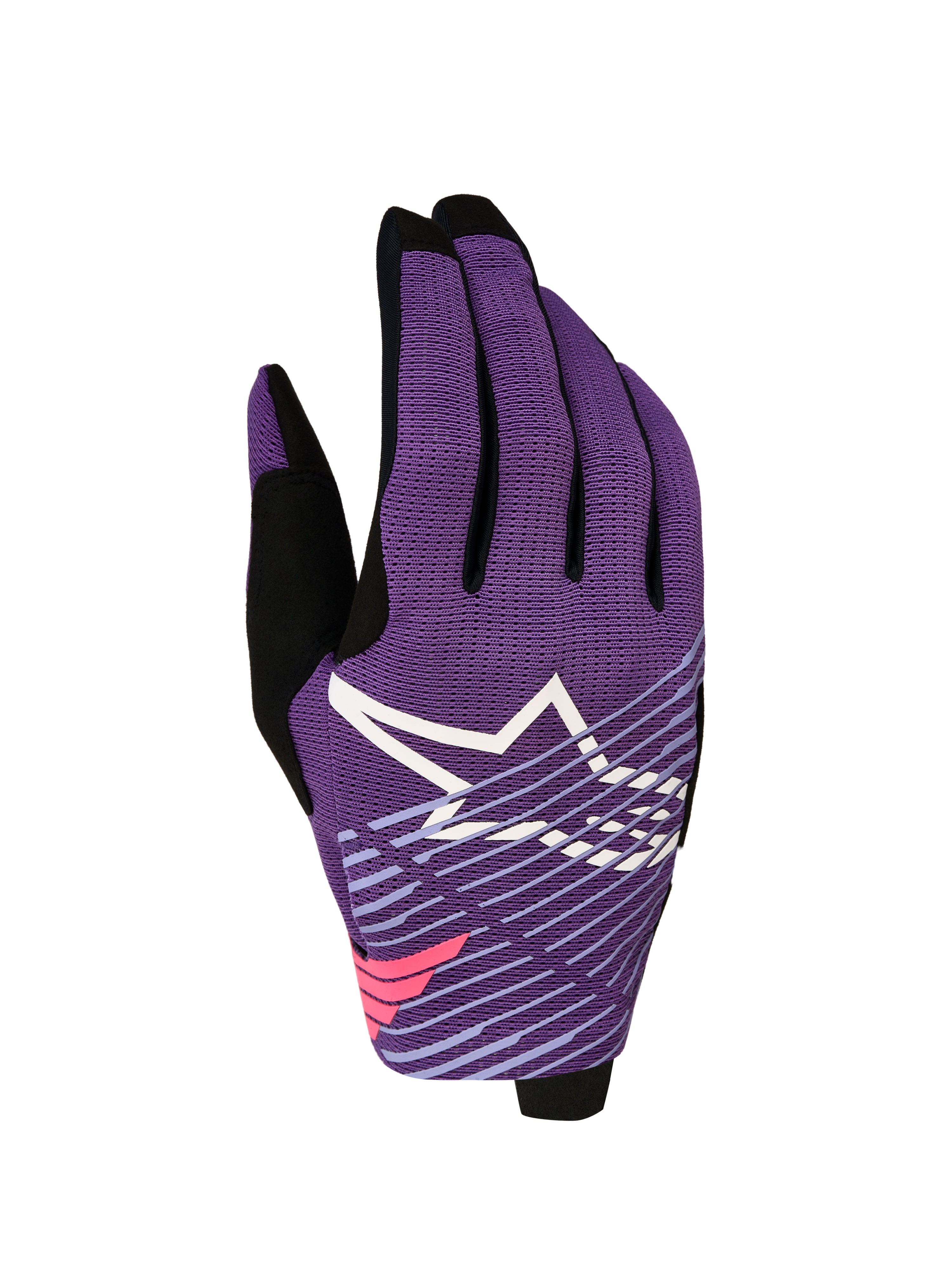 Alpinestars Luvas Radar Pro 2027, luvas de motocross para homem, roxas e pretas, malha elástica e logótipo de estrela