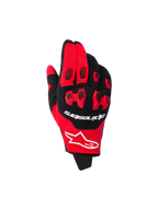 Luvas Alpinestars 2026 Pro-Dura, luvas de motocross, vermelho vivo e preto, com proteção de nós dos dedos em TPR vermelho e inserções pretas em favo de mel, logótipos da marca brancos, construção elástica multipainel para corridas todo-o-terreno